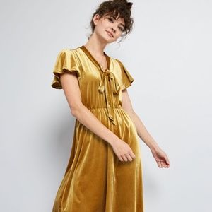Mustard Velvet Dress